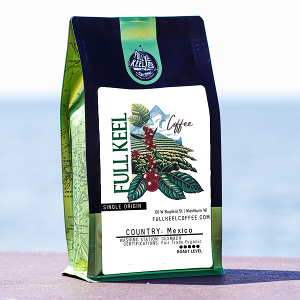 This single origin Mexico coffee comes from CESMACH Cooperative washing station and is certified fair trade organic.

Artisan Roasted at our in-house Full Keel Coffee roastery in Washburn, WI
