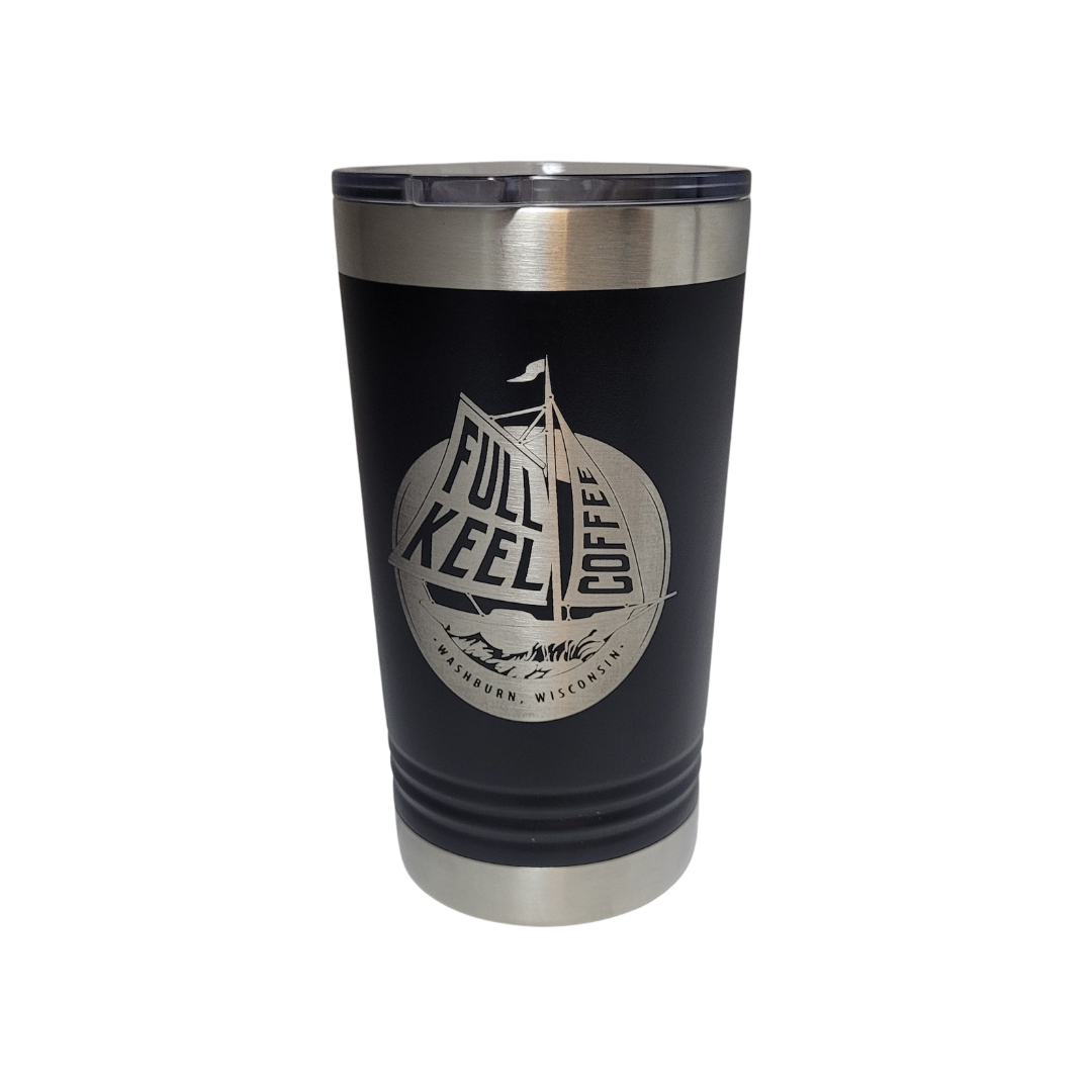 This 20 oz tumbler travel mug featuring the Full Keel Coffee logo is the perfect companion for all your adventures! Whether you’re venturing out of town or simply on your way to work, this tumbler will keep your drinks at the perfect temperature while you explore. Get ready to make some waves!