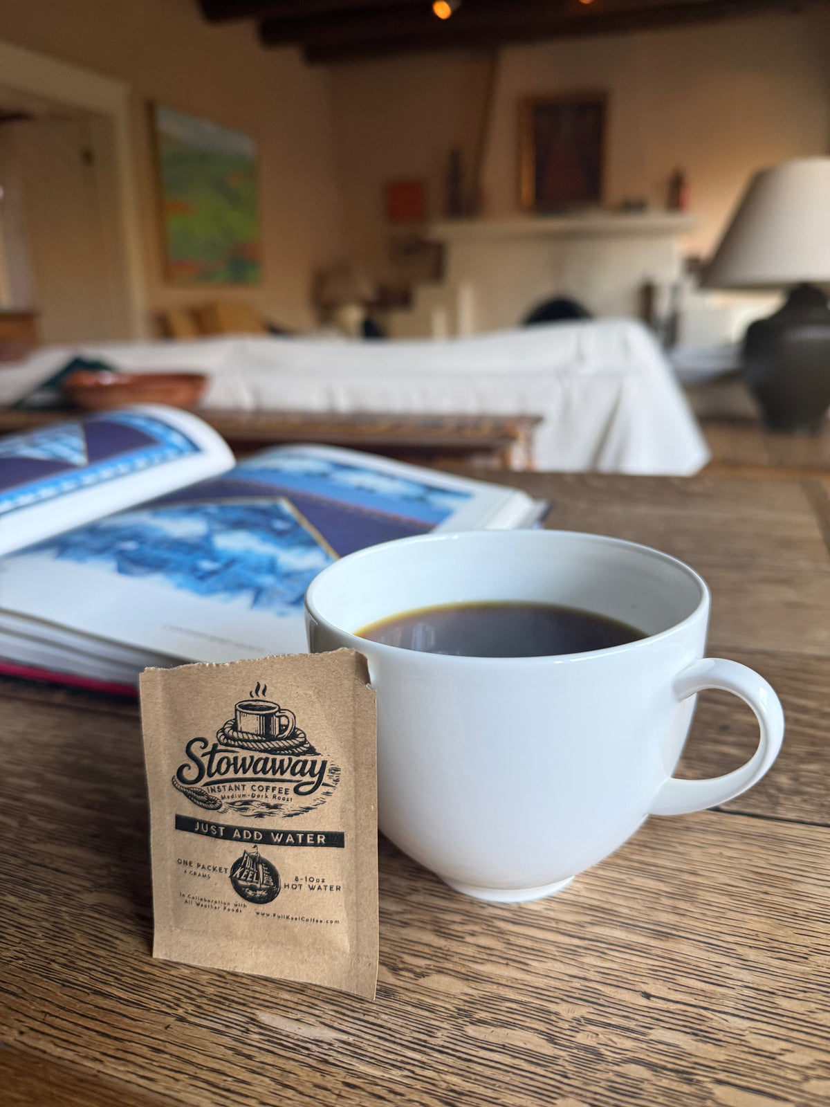 Just add water stowaway instant coffee, perfect for traveling, hotels, airbnb's and more. 