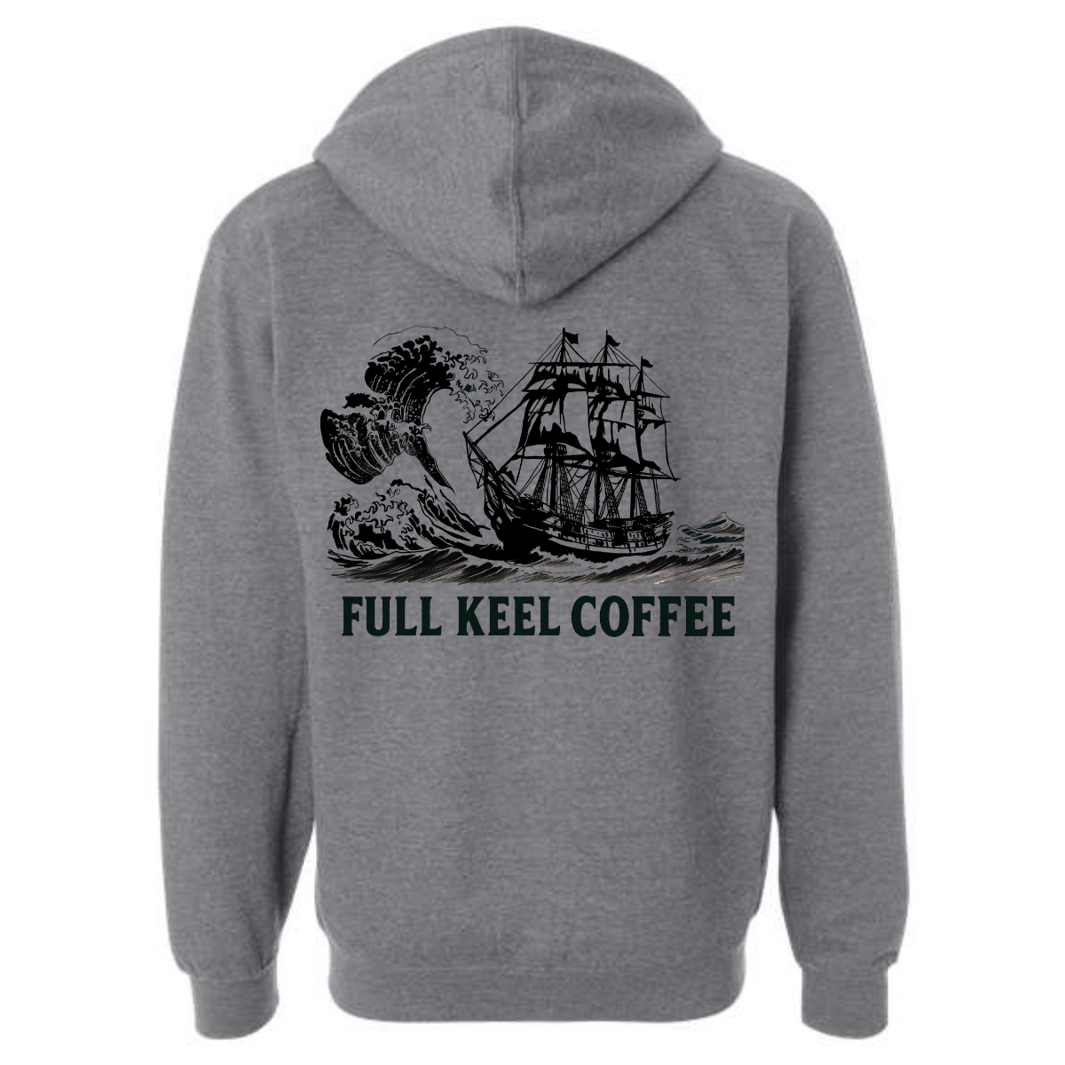 Tall Ship - Full Keel Coffee - Zip-up Gray Hoodie