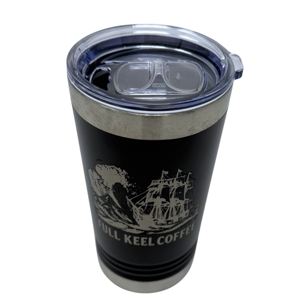 Full Keel Coffee Tall Ship Tempest Black Travel Tumbler Mug Specialty Coffee 