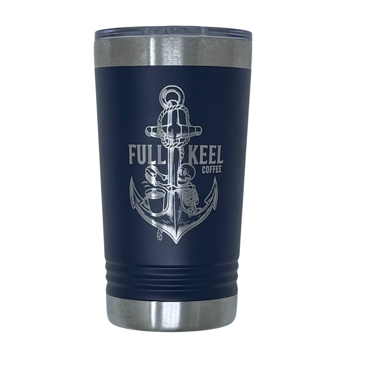 Full Keel Coffee Navy Blue Travel Tumbler Mug Specialty Coffee 
