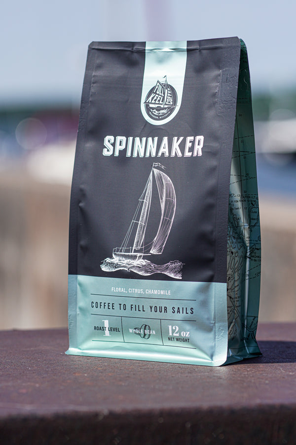 This coffee is sure to fill your sails! A spinnaker sail is designed to catch the wind and carry you forward with speed and ease and that’s exactly the inspiration behind this blend. Light, floral, and citrus with hints of milk chocolate and chamomile, and a light body. With no sour acidity, just smooth sweetness, this coffee is full of flavor and won't leave you lagging behind

Light Roast

Small batch specialty coffee, roasted by Full Keel Coffee